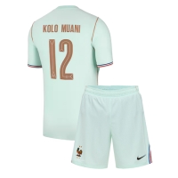 Camiseta Francia Randal Kolo Muani #12 Segunda Equipación Replica Mundial 2026 para niños mangas cortas (+ Pantalones cortos)